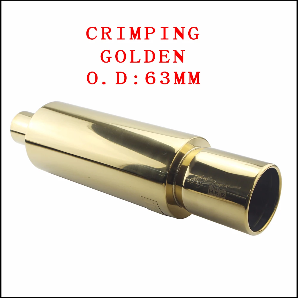 Crimping GOLDEN 63MM Автомобильные глушители для выхлопной трубы, хвостовые Универсальные выхлопные системы из нержавеющей стали высокого качества, гоночные глушители 2," 3" до " уровень гофрирования - Цвет: Crimping GOLDEN 63MM