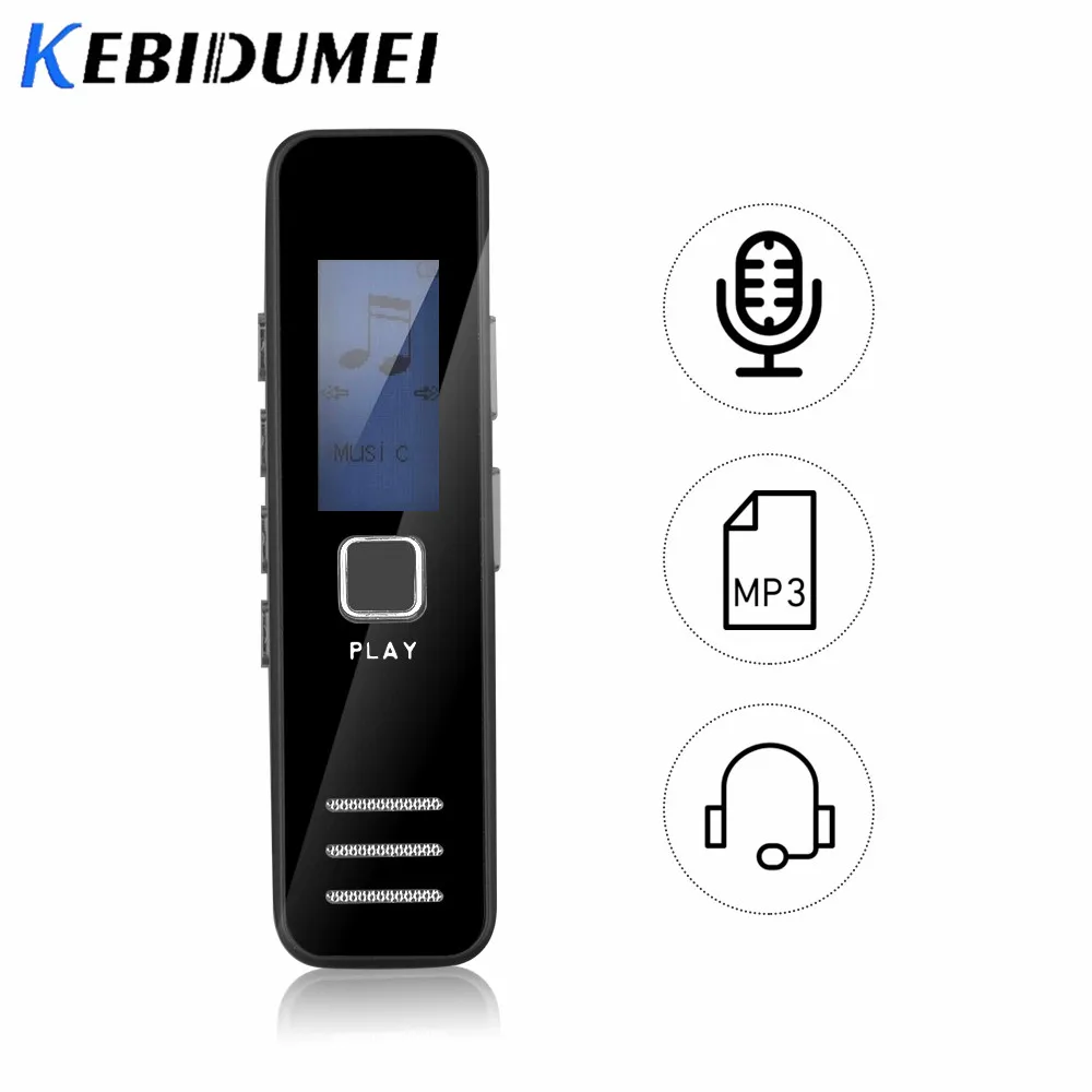 Цифровой диктофон Kebidumei записывающий mp3 плеер 20 часовой мини с поддержкой TF карты