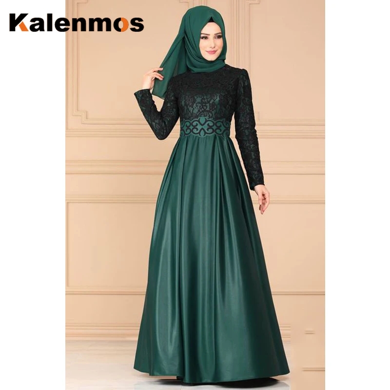 Мусульманское длинное платье Абая Женская кружевная винтажная Кафтан Дубай