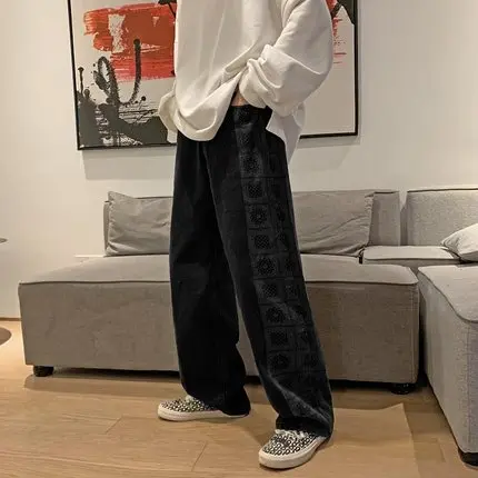 

han Women's wide-leg jeans trendy ins spring and autumn loose high waist slim nine-point pants 2021 new