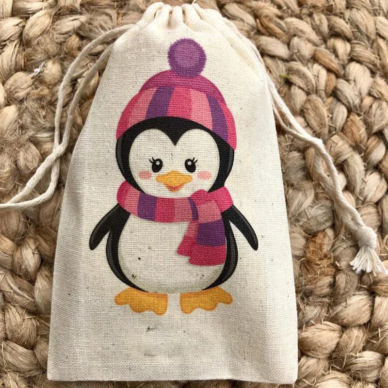 5-teilige Pinguin-Süßigkeiten-Goodie-Schokoladen-Leckerli-Tasche mit Winterwunderland-Motiv für Mädchen, Jungen, Babyparty, Geburtstagsparty-Dekoration, Gastgeschenk – Detail 4