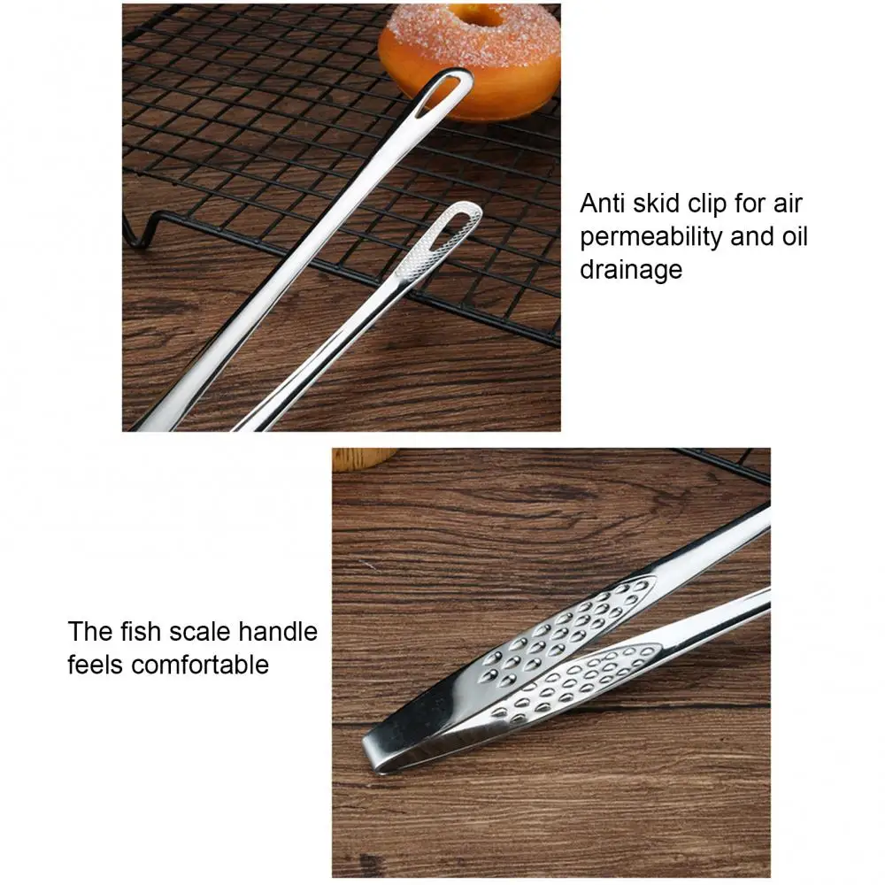 

Non-Slip Stainless Steel Steak Food Tongs Rust-resistant Bread Pastry Clamp BBQ Buffet Barbecue Tongs Cooking Kitchen Tool