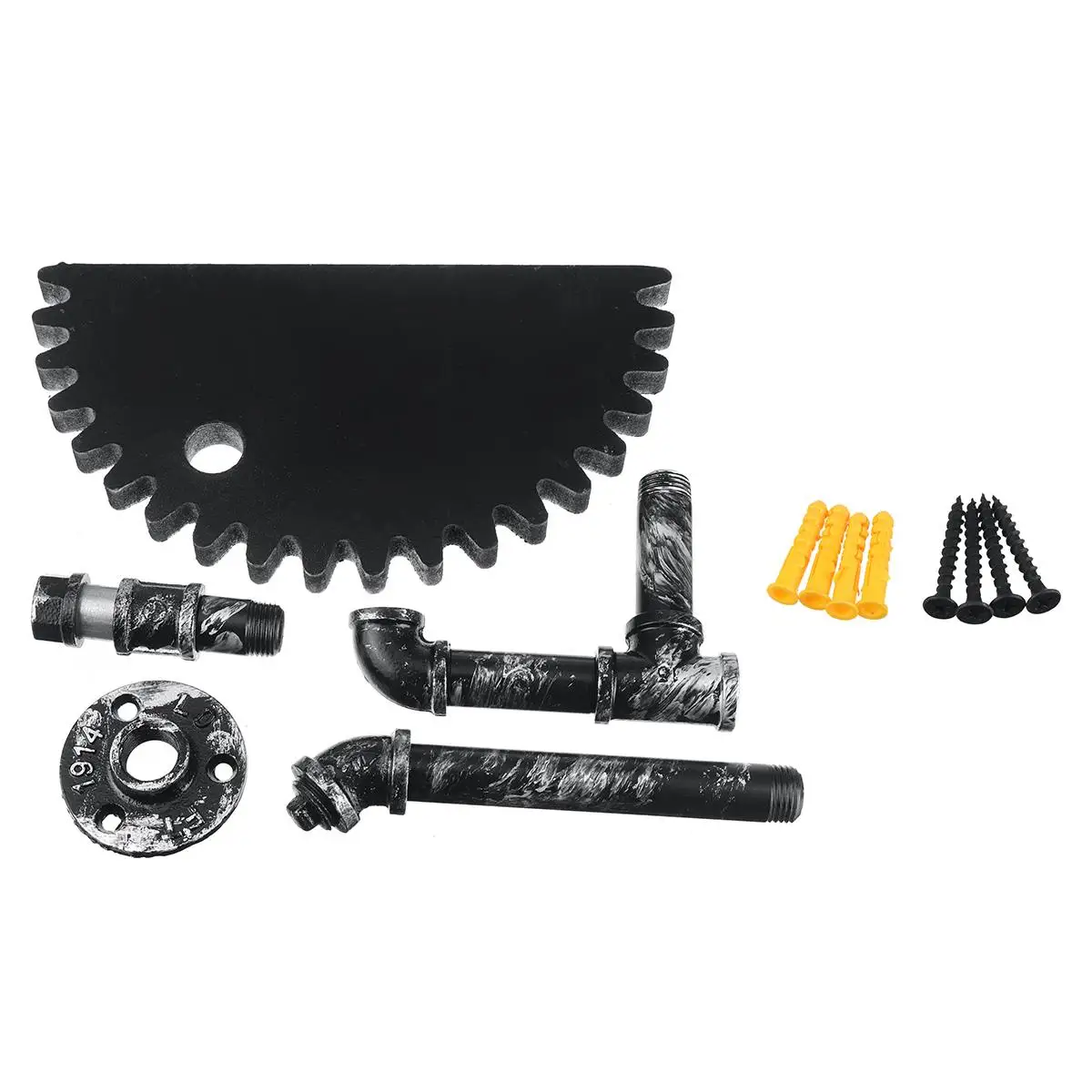 

Toilet Roll Holder Multifunction Retro Style Iron Pipe Wall Mount Paper Towel Rack with Wooden Storage Shelf Bathroom Rack