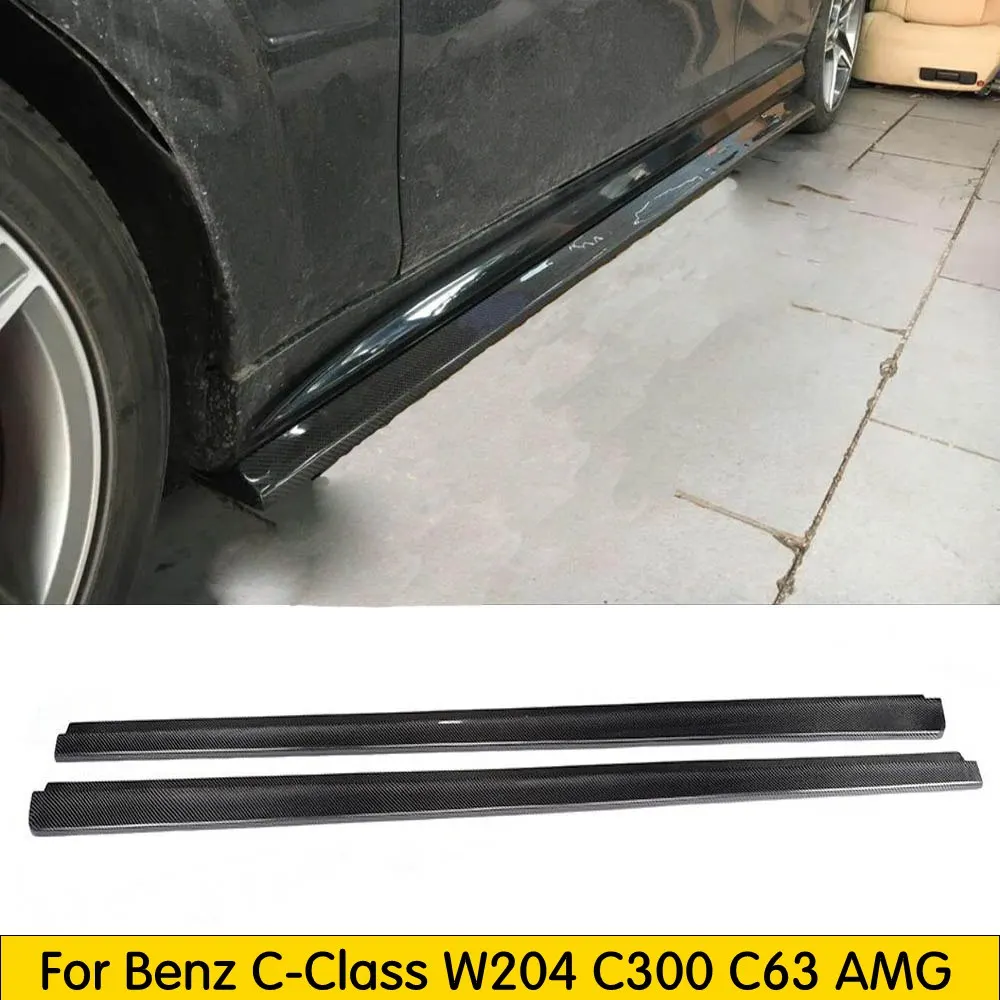 Углеродное волокно/FRP боковая юбка бампер для губ комплект Benz C Class W204 C300 C63 AMG 2013 2015