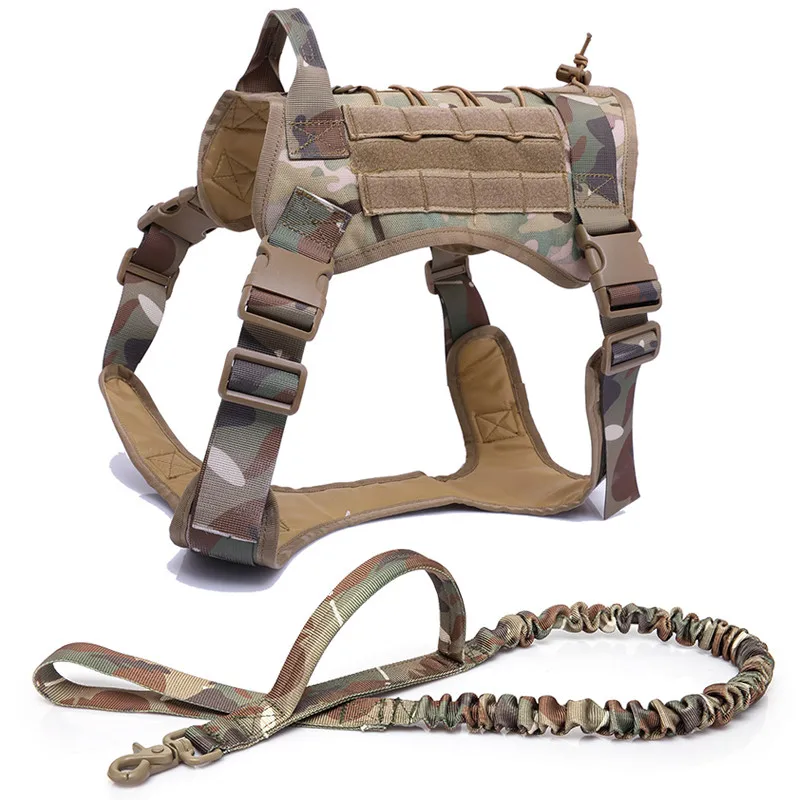 harness and leash 1000D нейлоновый ошейник для собак военный тактический поводок для собак K9 рабочий ошейник для собак Жилет для средних и больших собак - Цвет: harness and leash