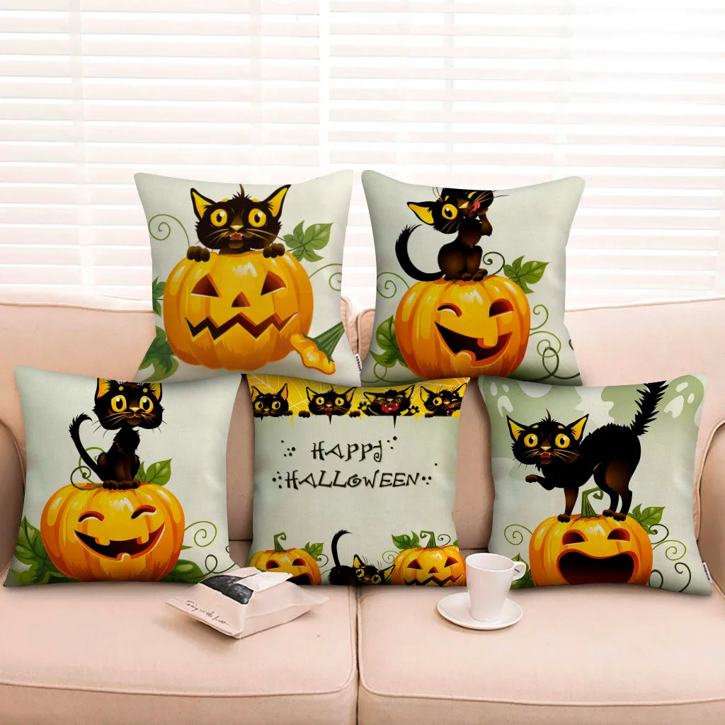 5 стилей льняная наволочка для подушки чехол Хэллоуина искусственный декор