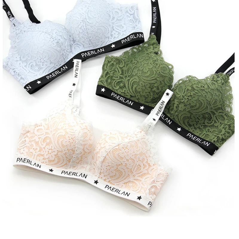 

PAERLAN Sexy Lace Side Underwear Without Rims Gathered Sexy Thickening Female Bra Small Chest Flat Chest Sexy Push Up Bra