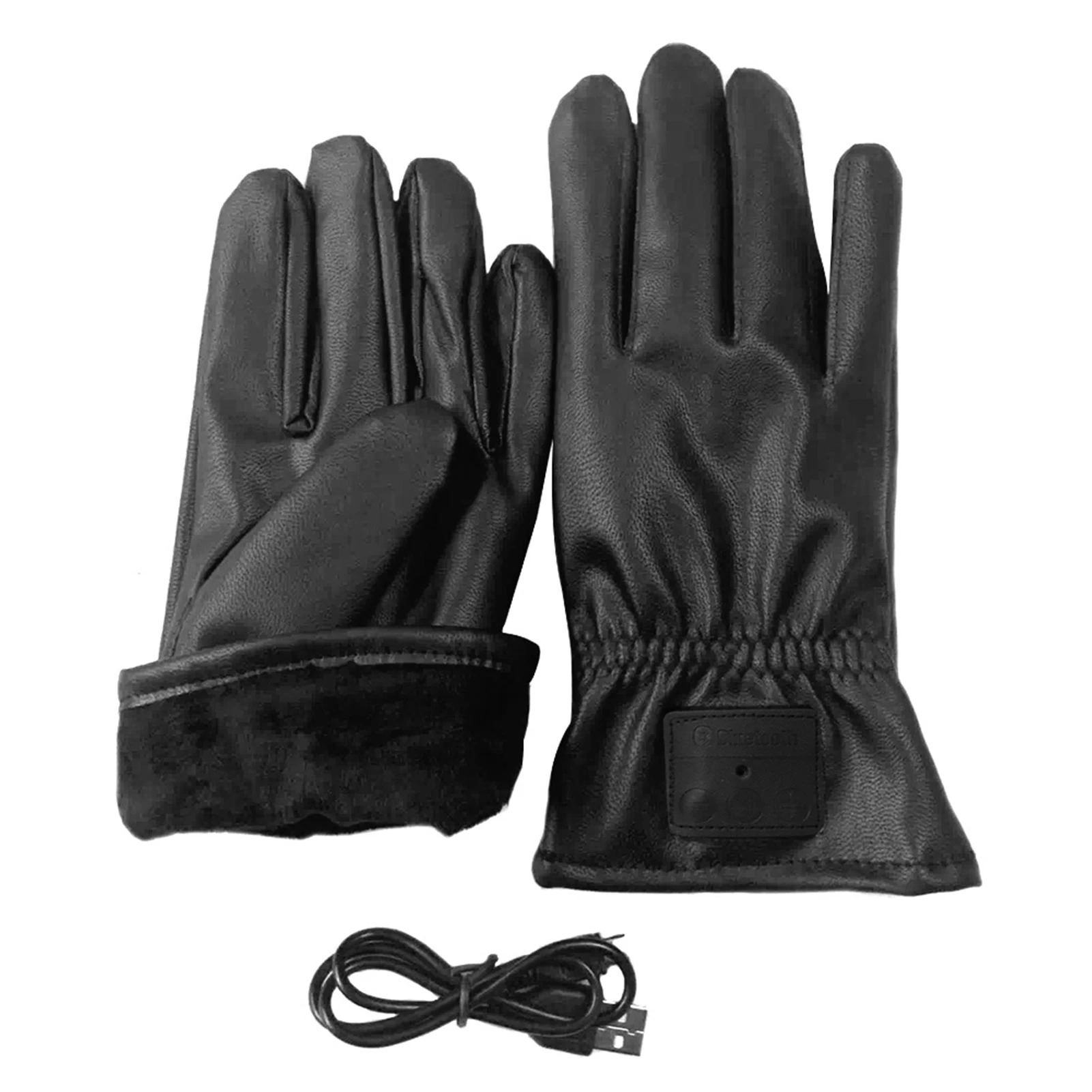 

Portable Wireless Touch Screen Calling USB Cable Mobile Rechargeable Autumn Winter Warm PU Leather Gloves