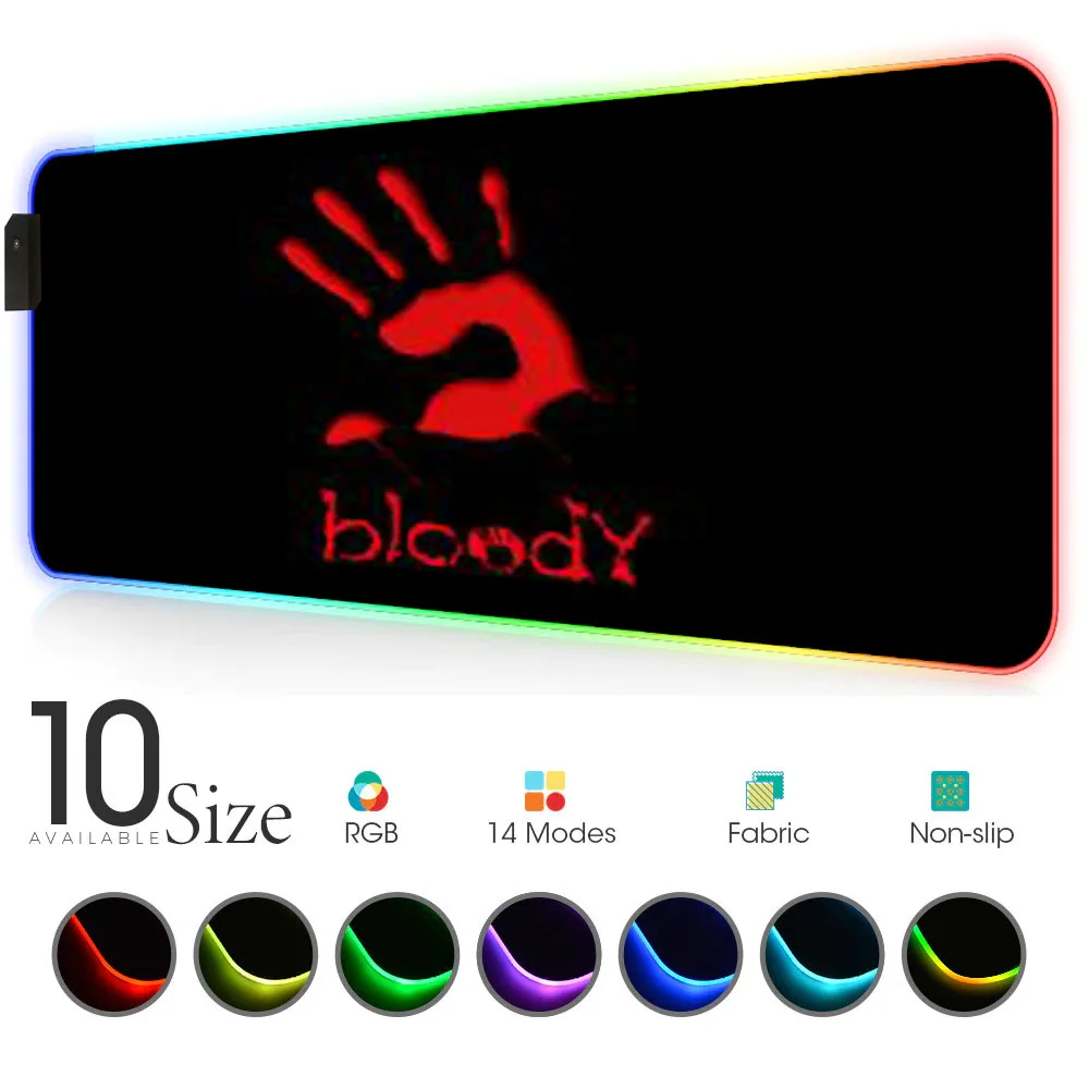 

Bloody Mat Black and Red Carpet Led Anime Mousepad Rgb Rug Gloway Mouse Pad Gamer Dead Space Mat for Keyboards Desk Accessories