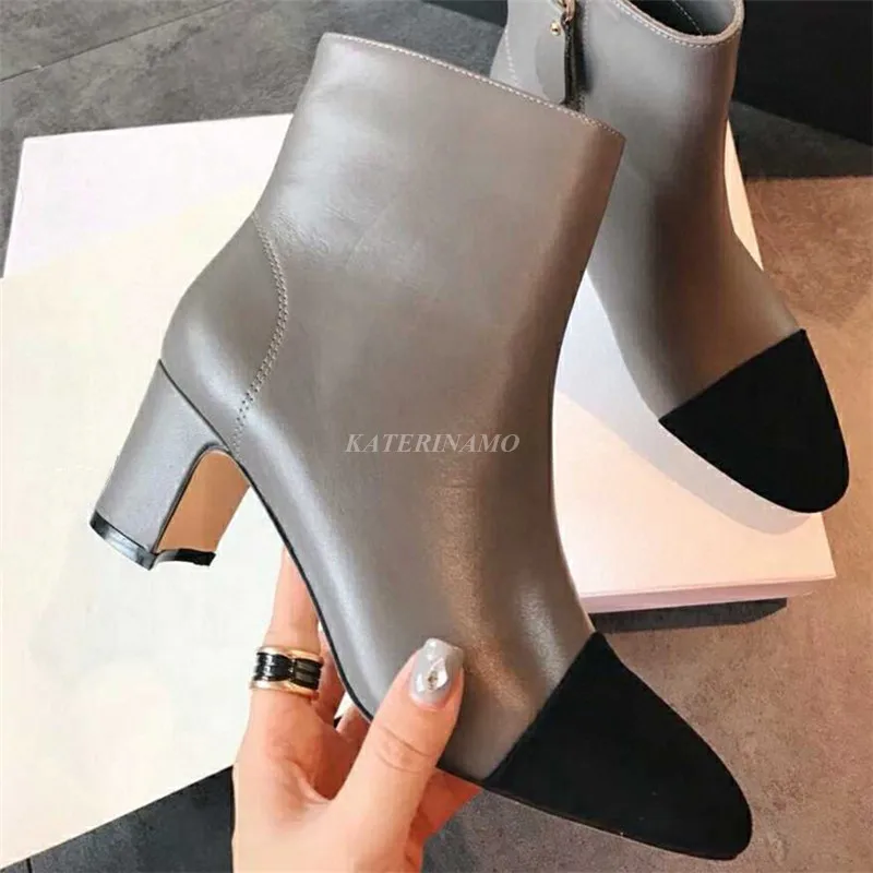 

High Quality Genuine Leather Ankle Boots Women Luxury Brand New Fashion Autumn Winter Heels Boots Zipper Ladies Sexy Shoes Botas