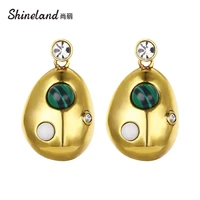shineland vintage irregular geometric drop earrings 2021 high quality statement crystal brincos for women classic jewelry gift