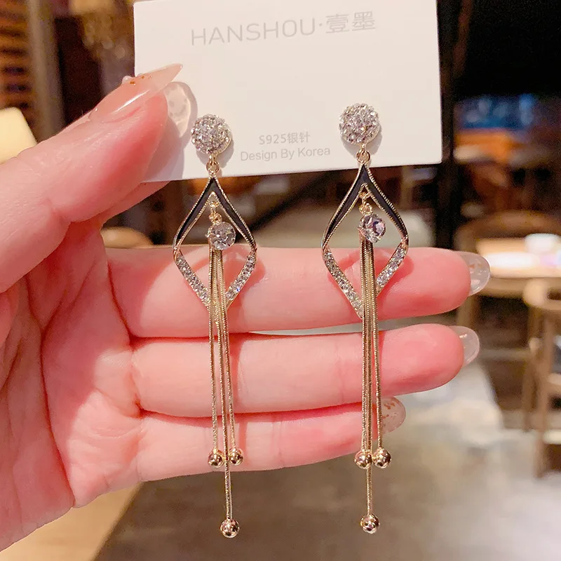 

2020 Korean Long Statement Geometric Tassel Dangle Drop Earrings For Women Earrings Fashion Jewelry