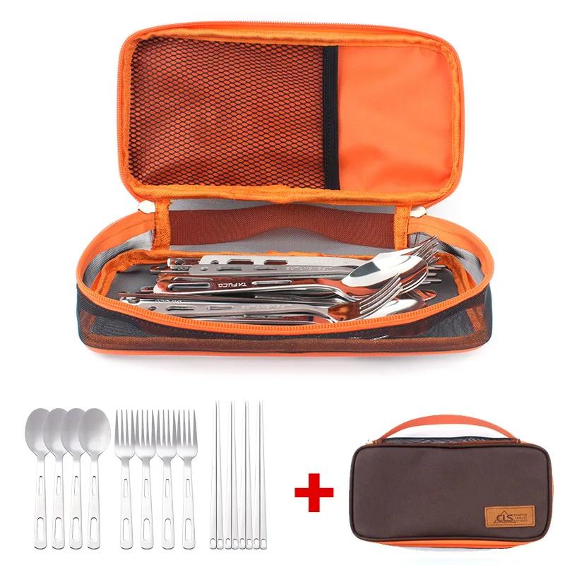 

13PCS/set Stainless Steel Cutlery Set Outdoor Camping Barbecue Supplies Picnic Cutlery Chopsticks Storage Box