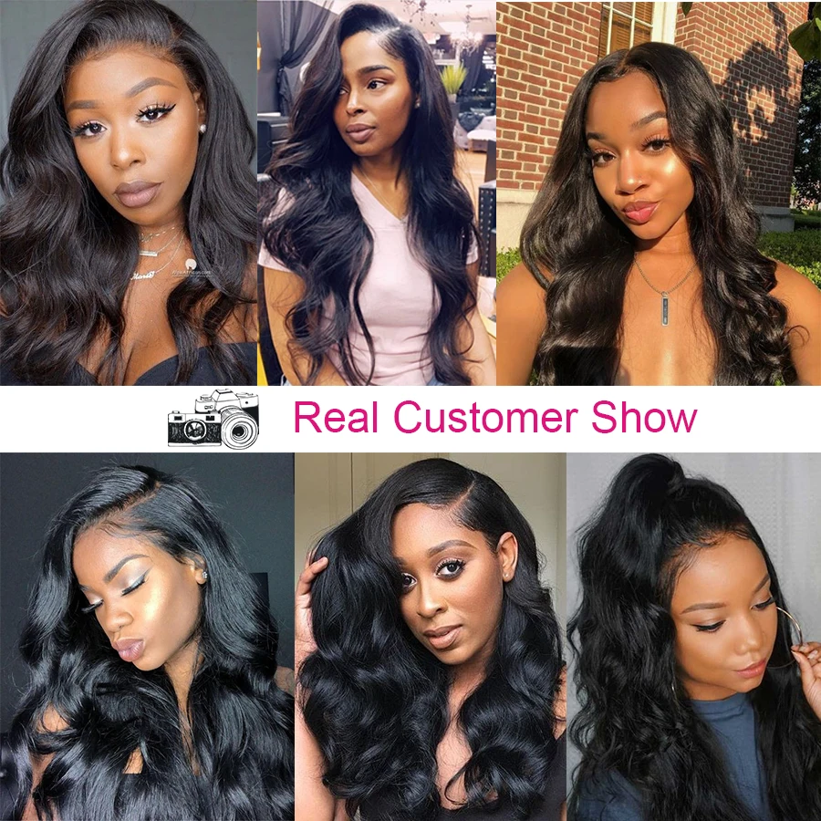 Объемная волна парик фронта шнурка бразильский человеческих волос для
