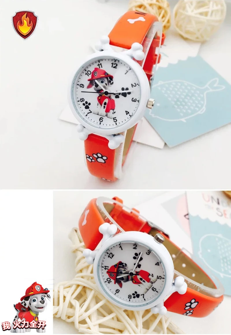 Щенячий патруль мультфильм рисунок игрушечные часы детские электронные водонепроницаемые часы кожаный ремешок для мальчиков кварцевые часы для девочек подарок для детей