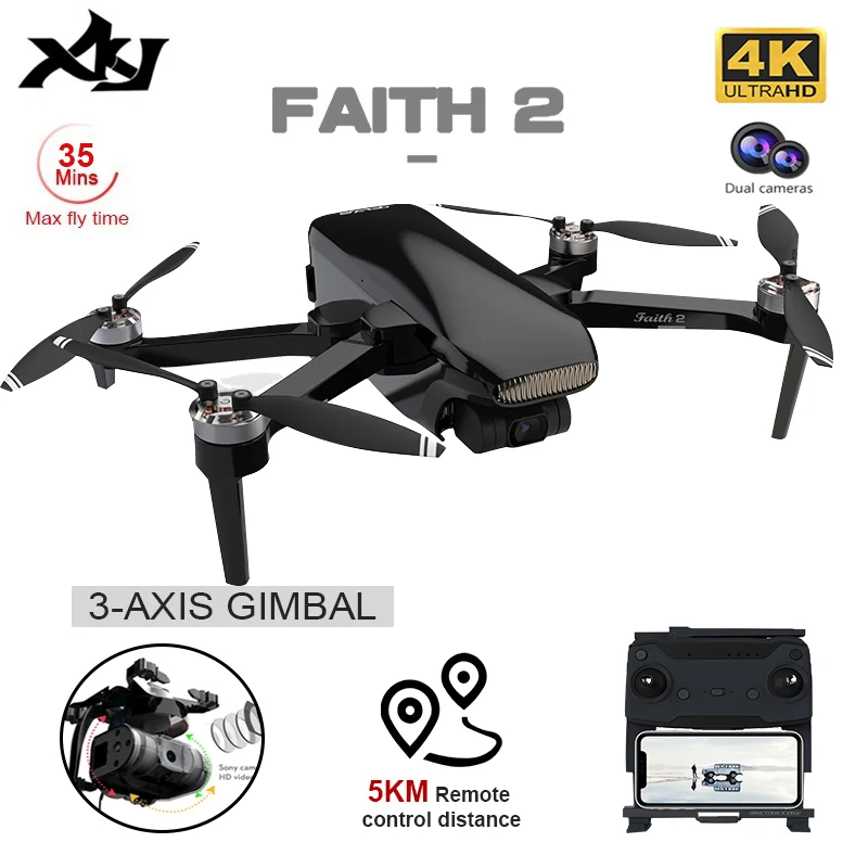 

Складной Квадрокоптер XKJ FAITH2, GPS, 4K HD, двойная камера, 3-осевой шарнир, бесщеточный двигатель, дистанция 5000 м, для аэрофотосъемки