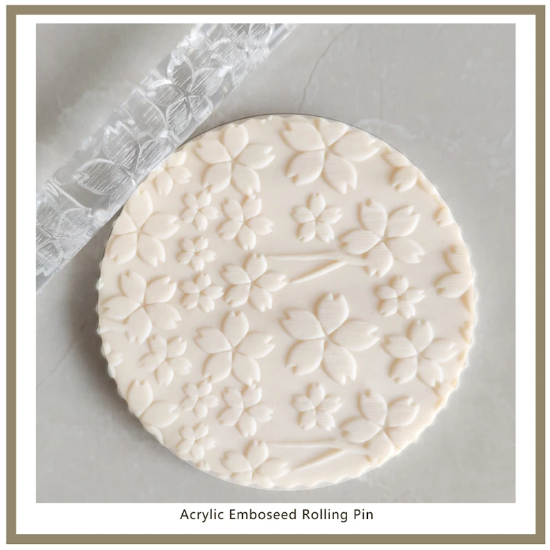 

Japanese Flowering PATTERN Cupcake Decoration Non-stick Acrylic 3D Rolling Pins Cookies, Clay and Art Projects