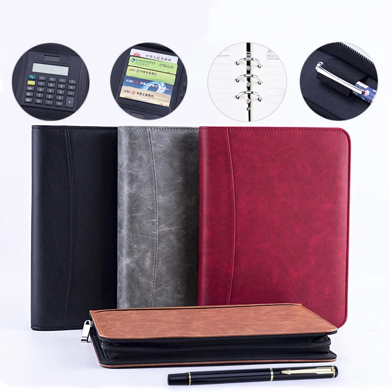 Папка для файлов в деловом и офисном стиле A5 кожаная папка с кольцом молнией