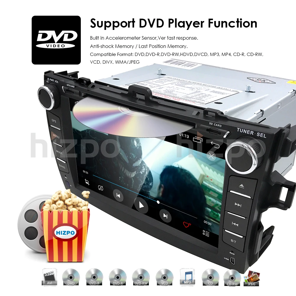 Android 9,0 Автомобильный dvd плеер для Защитные чехлы для сидений, сшитые специально для Toyota corolla 2007 2008 2009 2010 2011 в тире 2 din 1024*600 автомобиль dvd gps навигация в тире