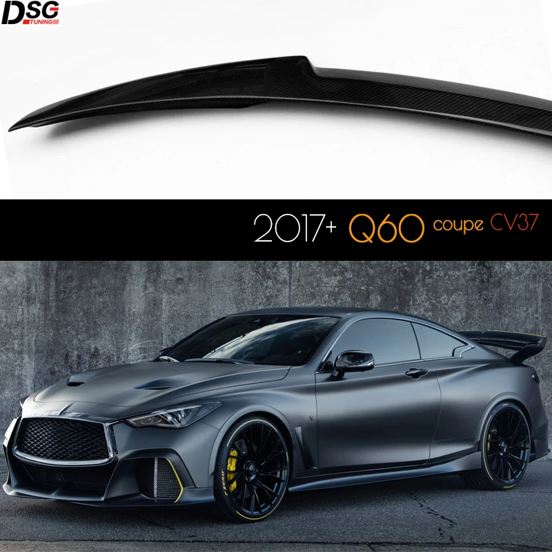 

V Style Q60 CF Spoiler, 3*3 Carbon Fiber Rear Trunk SPoiler for Infiniti CV37 Q60 2-Door Coupe
