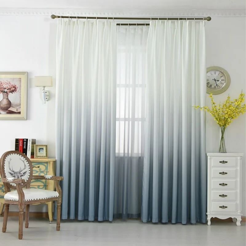 

Simple Modern High-quality High-grade Yarn Teli Lun Thick Curtain Curtains Gradient Color Wild Curtains for Living Room Bedroom