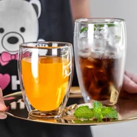 cups transparent double layer insulated glass for home heat resistant large water cup milk tea breakfast drinking tasse paroi