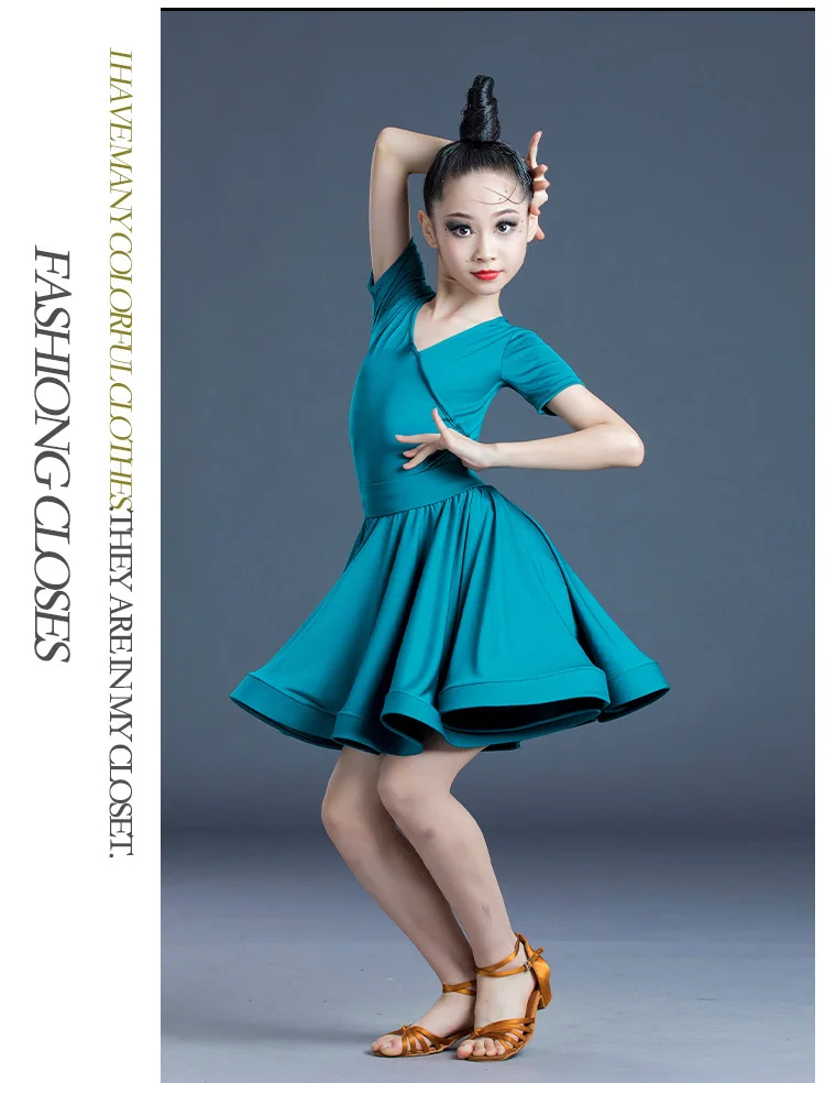 Платье для латинских танцев девочек Бальные танцы детские танцевальные костюмы