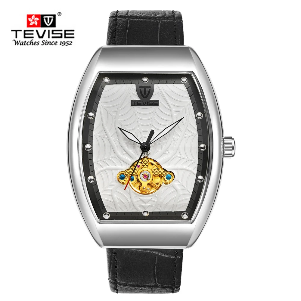TEVISE Автоматические Мужские механические часы Spider Tourbillon Роскошные Золотые спортивные деловые военные мужские часы Relogio Masculino - Цвет: tevise  silver white