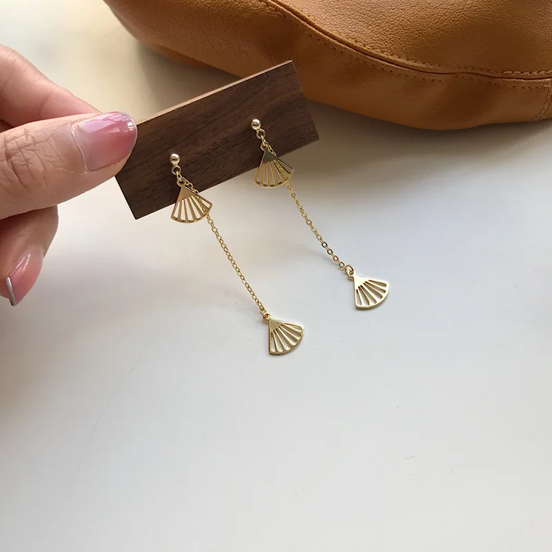 Silvology 925 пробы серебристый веер в форме кисточки длинные серьги гвоздики два