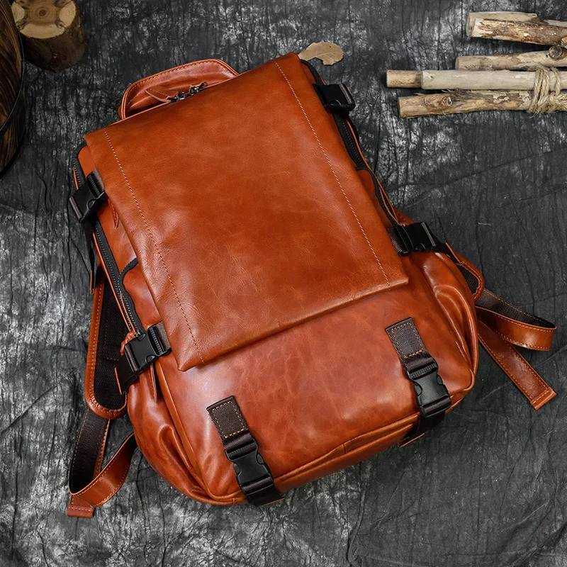 Luufan рюкзак из натуральной кожи для мужчин подходит 14 дюймов PC настоящей коровьей