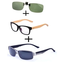 3pcs comfortable wooden squared frame reading glasses for men women alloy polarized sunglasses pillot sunglasses clip