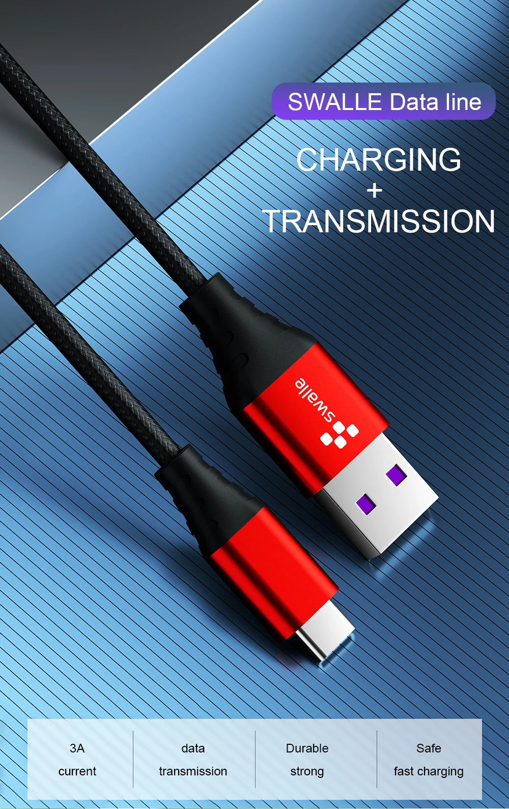 Swalle 3A кабель Micro USB для быстрой зарядки quick charger 3,0/2,0 usb c кабель мобильного телефона USB кабель для передачи данных QC3.0 переходной USB кабель