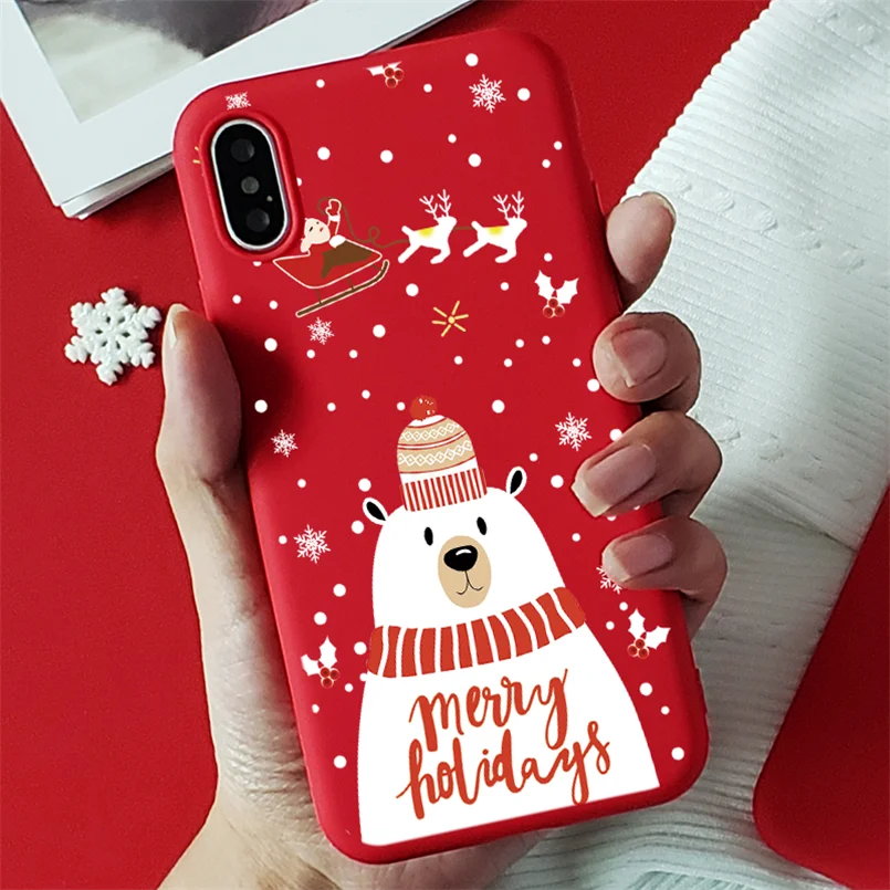 Красный матовый Рождественский Мягкий ТПУ чехол s для iPhone 7 8 6 6S Plus 10 11 Pro XS Max X XR XS чехол для iPhone 7 Plus чехол для телефона - Цвет: sd1bjx
