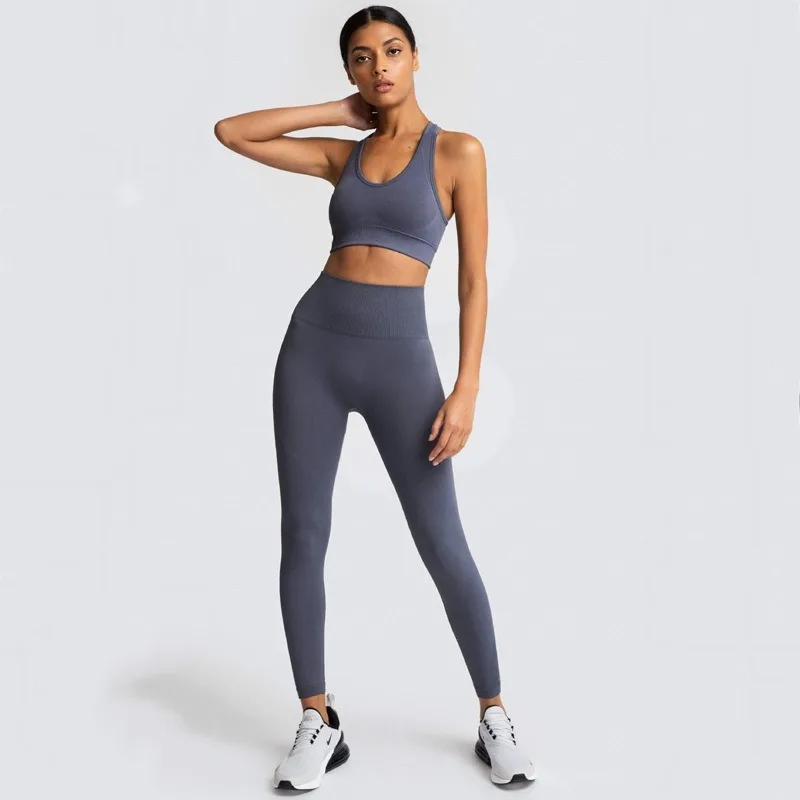 

Seamless Yoga Suit Knitted Quick Drying Exercise Fitness Suit for Women Workout Set Tracksuit Bra and Leggings Set 2pcs Training