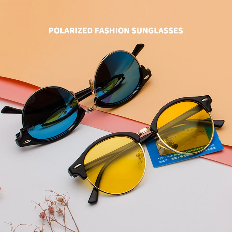 Мужские поляризационные солнцезащитные очки SIMPRECT круглые в стиле ретро 2021