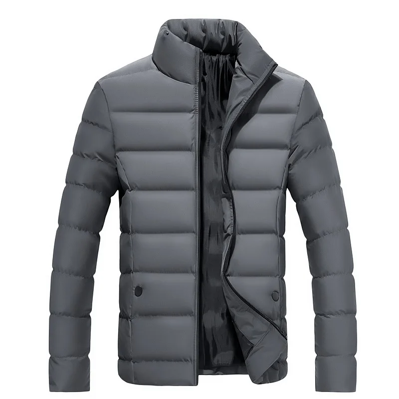 59 Gray jacket Зимняя куртка мужская одежда однотонная парка ультра-светильник мужские куртки и пальто со стоячим воротником куртка-пуховик - Цвет: 59 Gray jacket