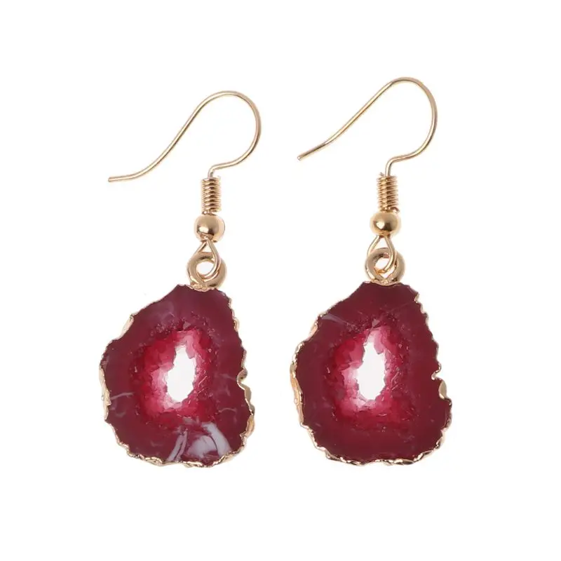 

Resin Druzy Stone Drop Earrings Women Irregular Quartz Geode Crystal Jewelry T84B