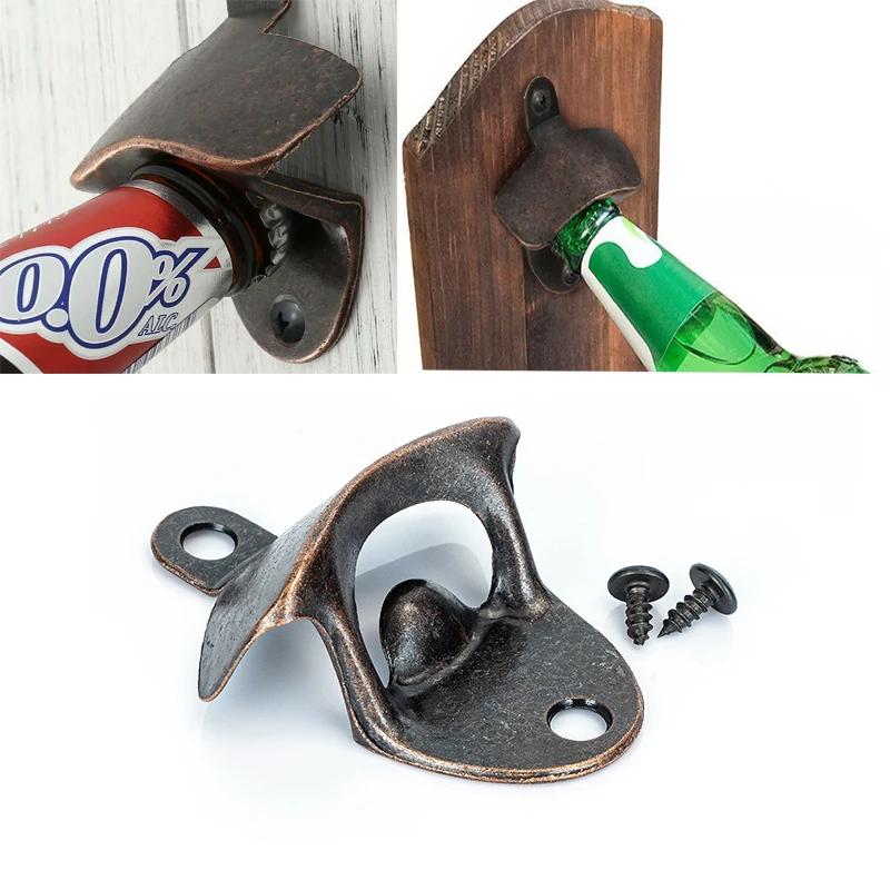 Vintage Bottle Opener Wall Mounted Wine Beer Opener Tools Bar Drinking Accessories Home Decor Kitchen Party Supplies