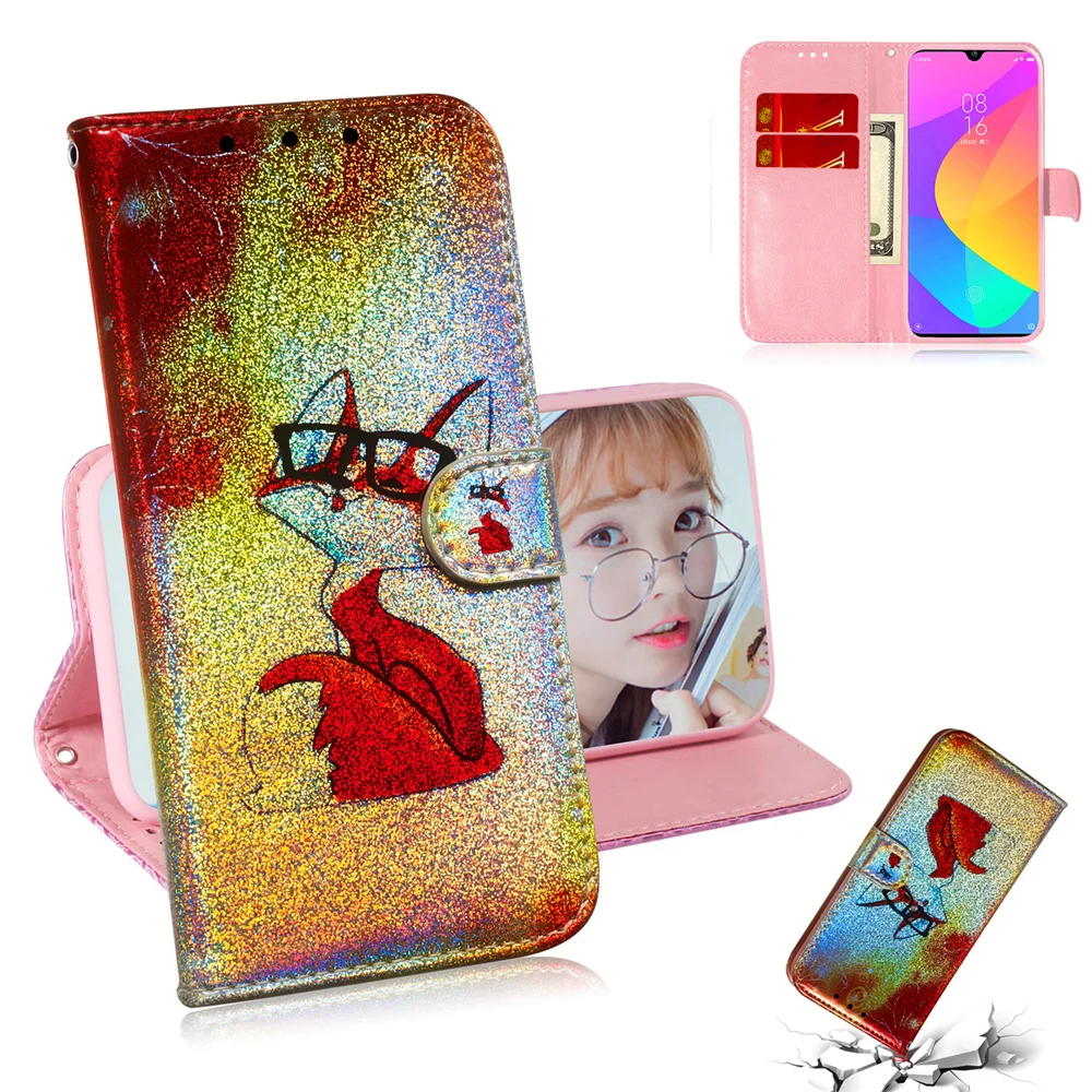 Color drawing Dazzle Flip Wallet Phone Case For Xiaomi 9T CC9 CC9E A3 A2 Lite Redmi 7 7A 6A 6 Pro Y3 K20 Note 7S Cover | Мобильные
