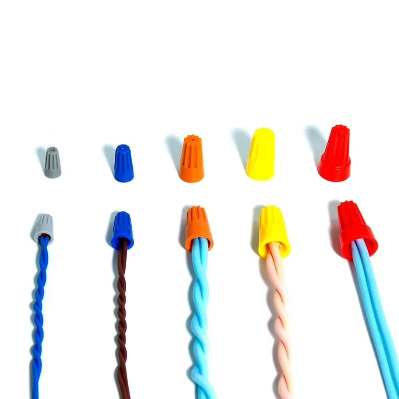 

10/100pcs P2 Cap Insert Nut Spring Terminals Electrical Wire Connector Twist Waterproof Rotating Terminal for Wire Connection