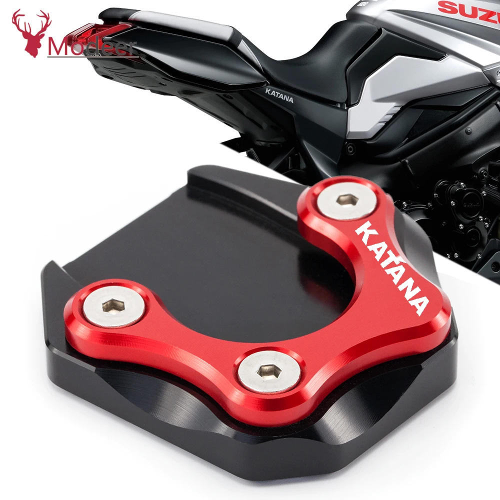 

For Suzuki KATANA 2020 Motorcycle Support Kickstand Foot Side Stand Extension Pad Enlarge Plate Accessories CNC KATANA Logo