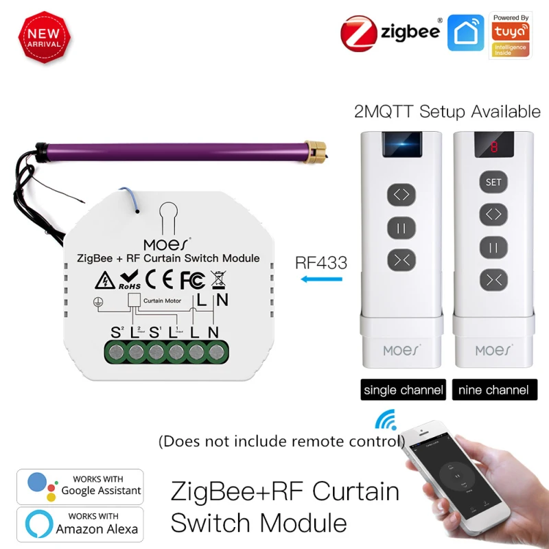 

Tuya ZigBee RF Automatic Curtain Control System Smart Blinds Motor Switch Module Motorized Roller Shutter For Alexa Google Home