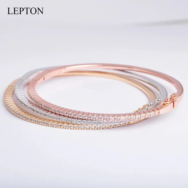 Роскошные браслеты из розового золота с низким ключом белые кубическим