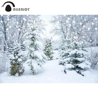 allenjoy christmas winter holiday background winter new year white snow forest trees glitter light bokeh backdrop photocall