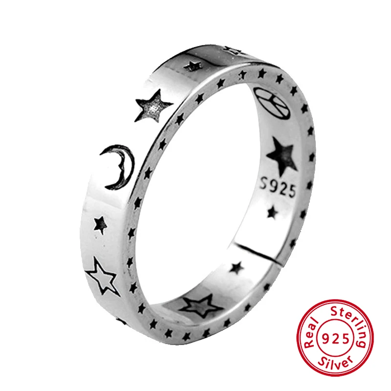 

Minimalist Style Original Smile Design Adjuestable Size Silver 925 Star Moon Charm Women Rings Trend Party Bands Jewelry Gifts
