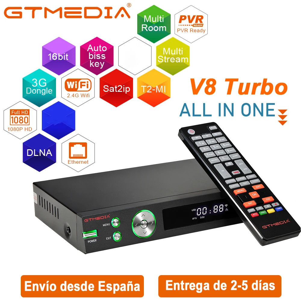 Горячая Распродажа Gtmedia V8 Turbo спутниковый декодер DVB S2/S2X/T2 HD 1080P и встроенным