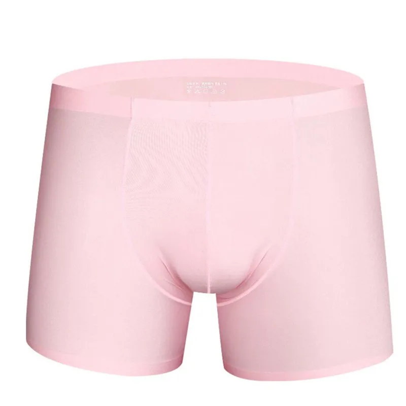 Pink Boxer Хит, мужские шелковые Дышащие Боксеры, мужские повседневные Мягкие спортивные боксеры, модное нижнее белье для мужчин, 9 цветов размера плюс XL-3XL - Цвет: Pink Boxer