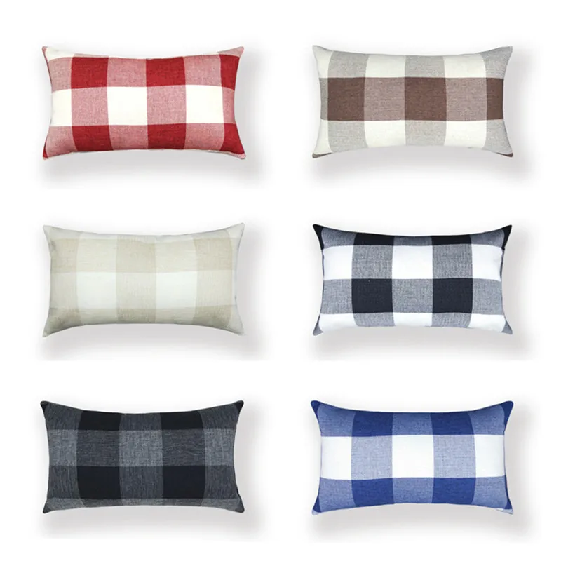 Новая льняная наволочка красный синий плед для дома диван украшение автомобиля