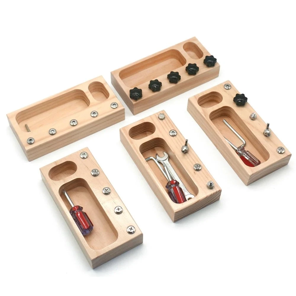 Занятая доска игрушки Монтессори 2 года мраморная винтовая раннее деревянное