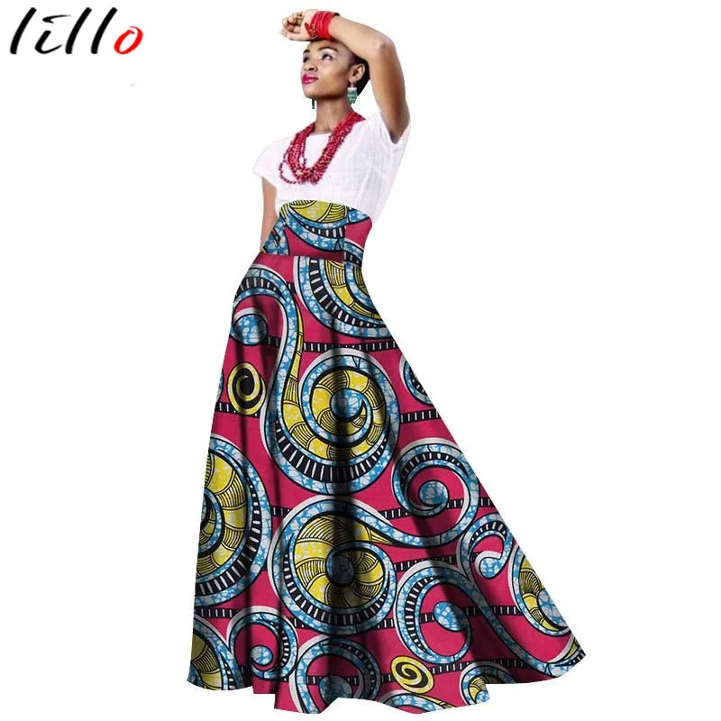 Office Women African Dresses for Women   Print Skirt Cotton Cotton Long Skirt  Fashion Women's Long Skirt Fashion Trend Style